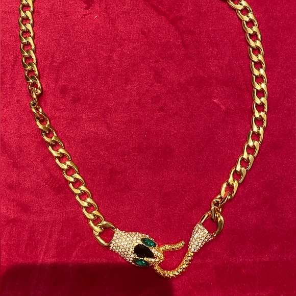 18k Gold Plated Pave Snake Toggle Necklace - Picture 2 of 3